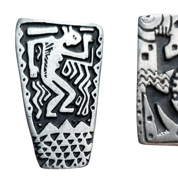 Alice Seely Pewter Abstract Art Brooch Pin Set Signed Artist Modernist Fetishes - Picture 2 of 7